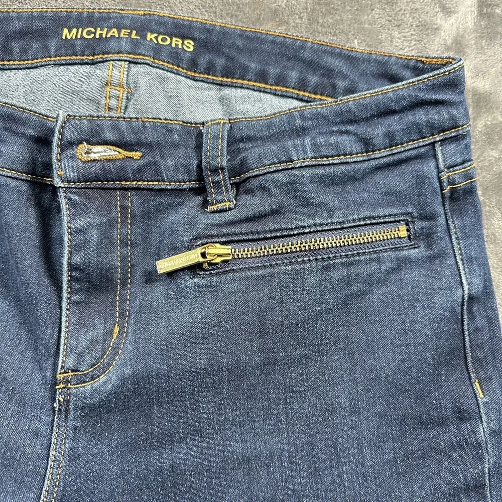 Michael Kors Skinny Jeans Womens 10 Blue Zipper Pockets Rockstar Denim‎